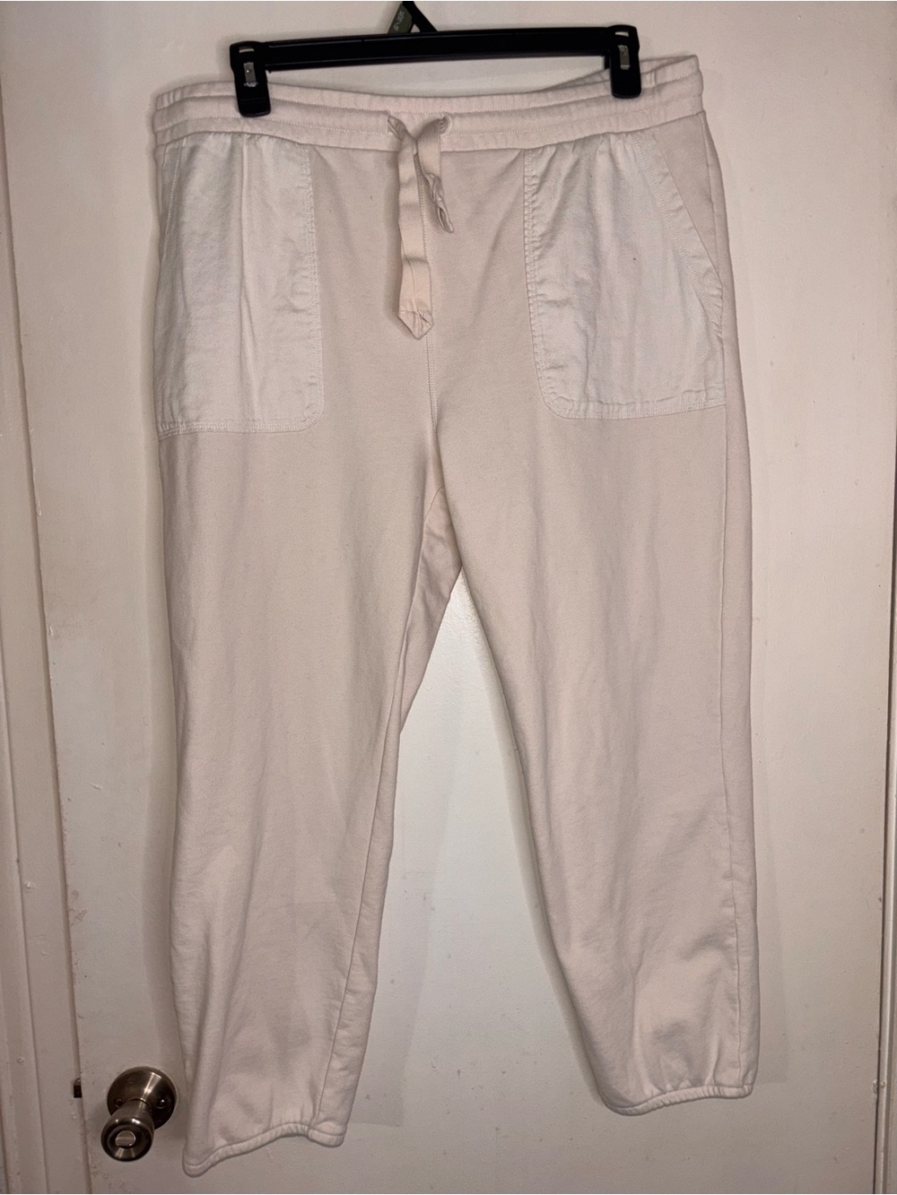 American Eagle Outfitters Cream Drawstring Track Joggers